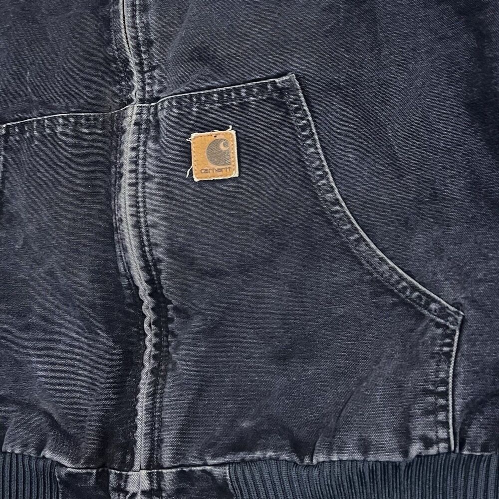 Vintage Carhartt Jacket Mens 3XL Tall Navy Hooded Canvas Lined Work J130 MDT - Picture 14 of 16